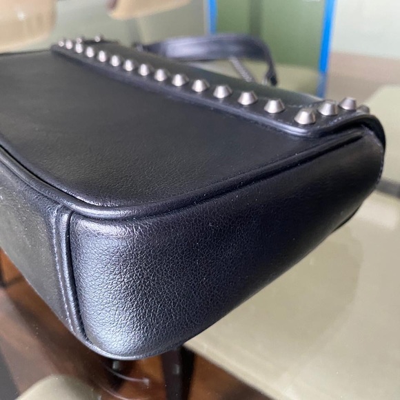 Authentic Prada Chain Flap Bag Studded Glace Calf Small Black - Picture 5 of 15